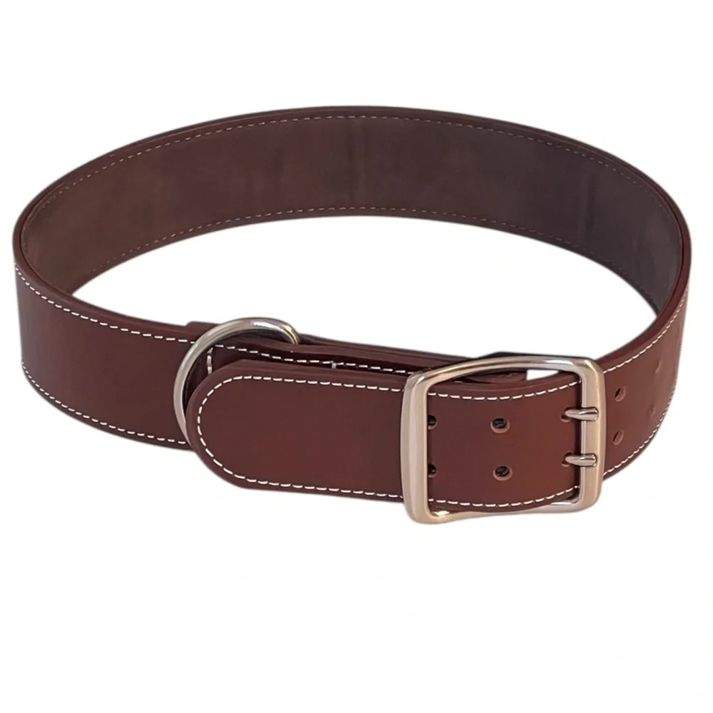 YOULY Brown Leather Collar Ideal for Big Dogs, XX-Large/3X-Large -‎ 90 to 140 LB